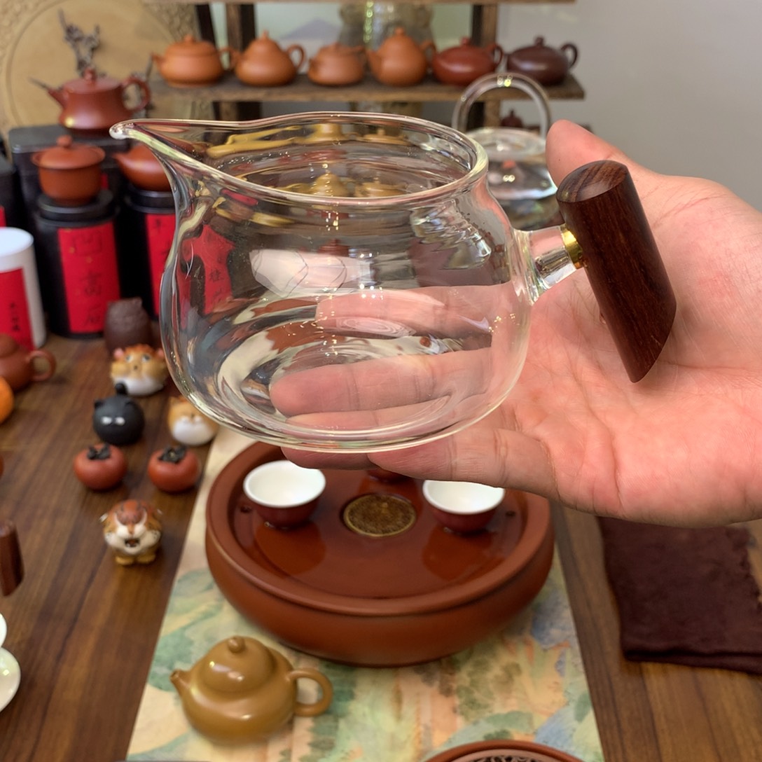 高端玻璃公道杯扁款