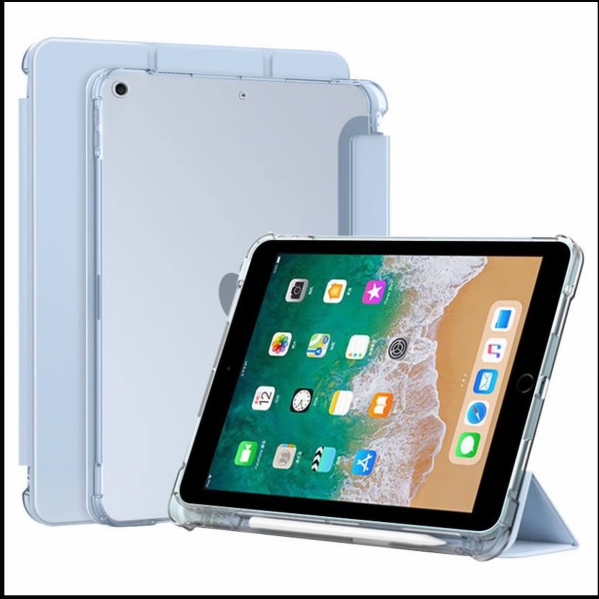 8新 Apple/苹果  平板电脑保护套带笔槽透明磨砂硅胶材质