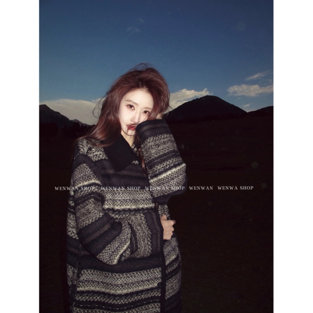 003-NO退NO换【慢时光】混色设计宽松针织百搭休闲显瘦开衫