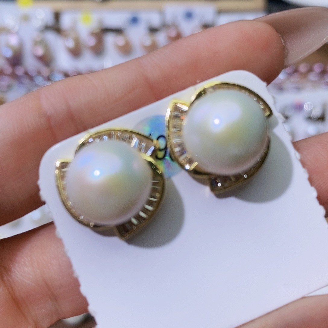 淡水珍珠耳饰银S925镶嵌