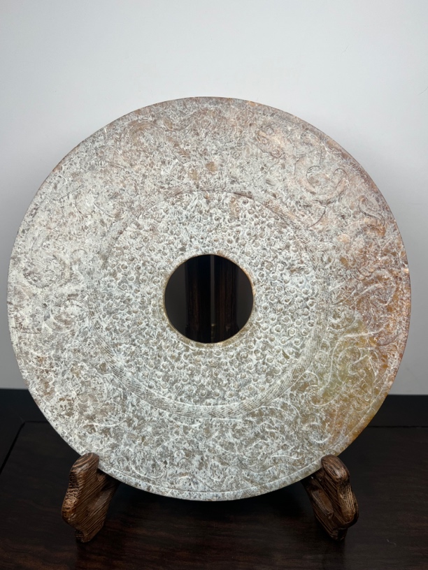 和田玉玉璧灰皮龙