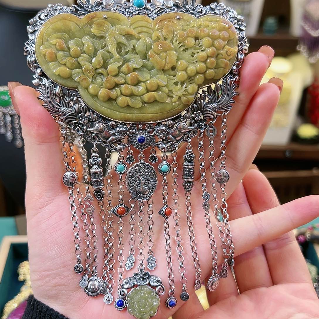 翡翠银S925镶嵌吊坠(不含链)吊坠