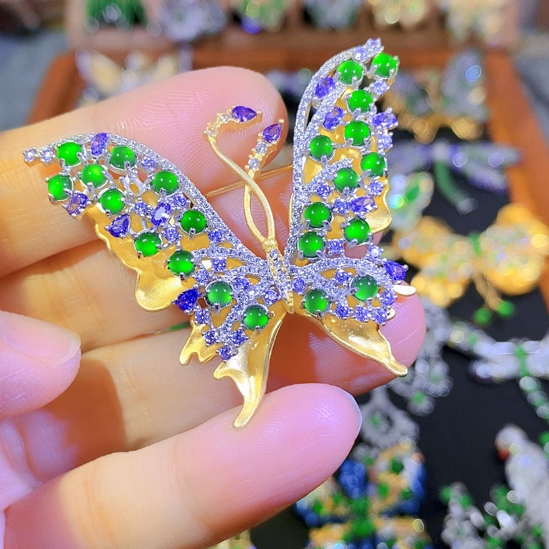 吊坠(不含链)银S925镶嵌翡翠