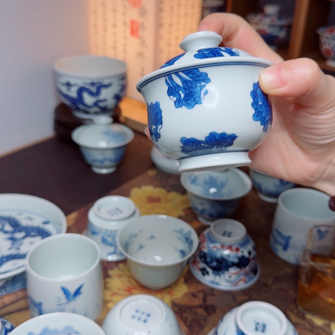 杯子清风瓷影白菜盖碗