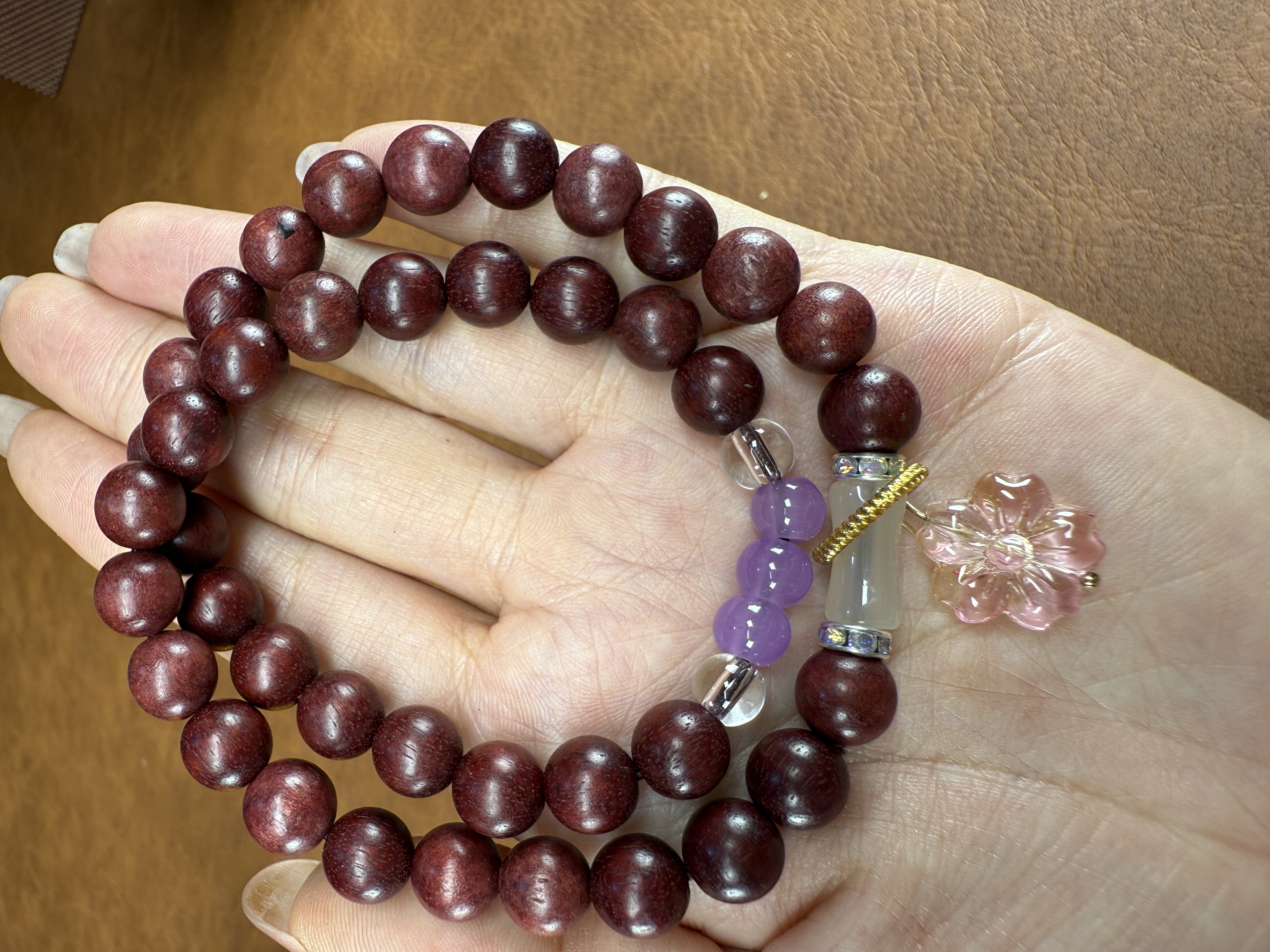 Y174-紫罗兰双圈手串3【无礼盒】