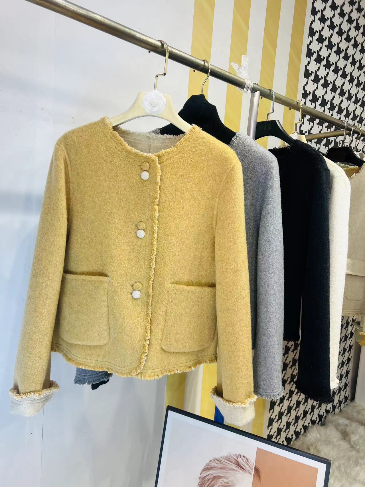 2025新款两面都可穿羊毛外套~小个子韩系减龄双面羊毛大衣女