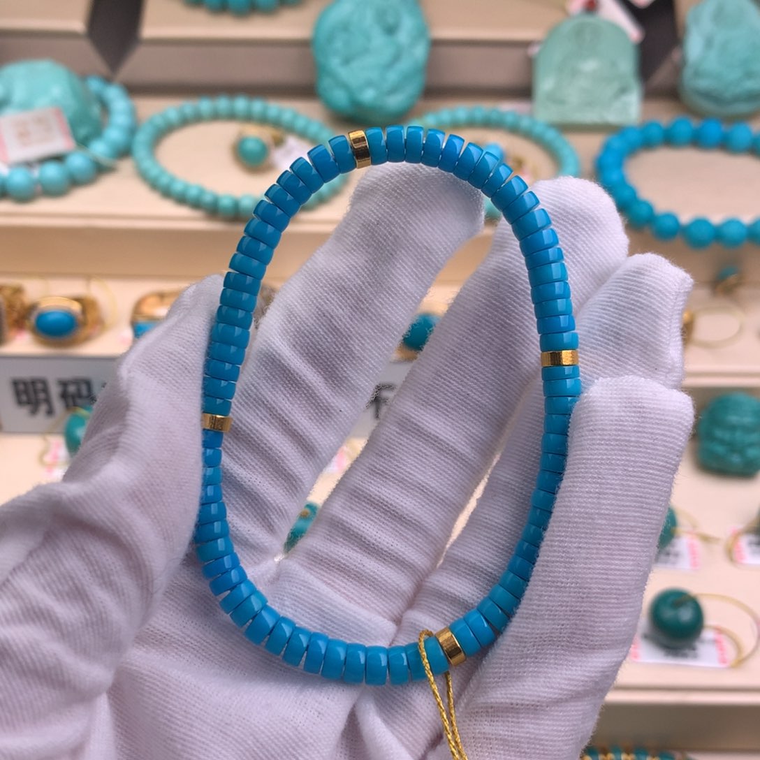 绿松石珠宝奇石18K金镶嵌小*