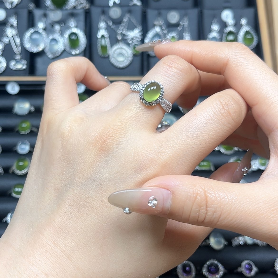 【闪购商品】岫玉戒指银S925镶嵌❣️