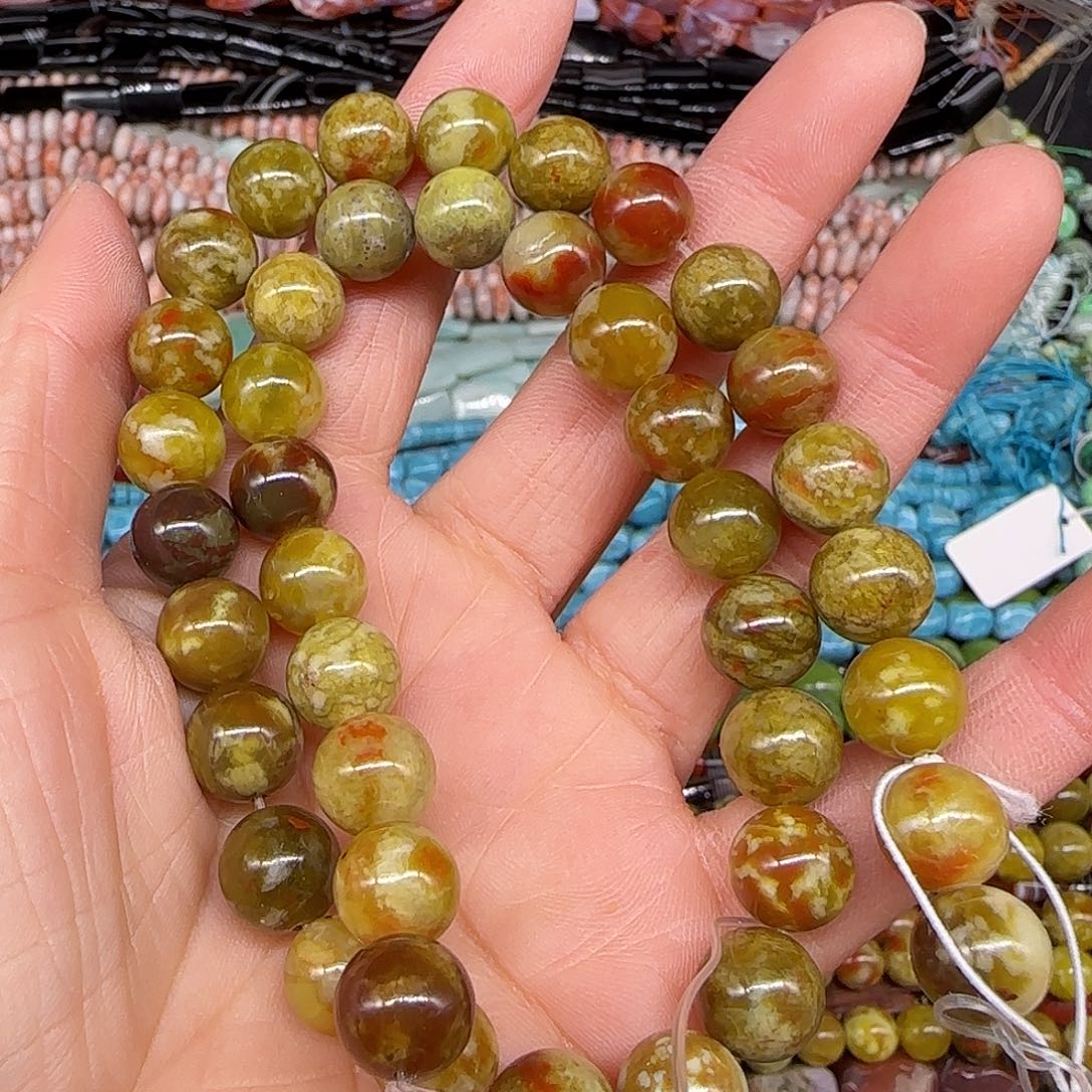 玛瑙/玉髓合金珠宝半成品龙血玉10mm一条