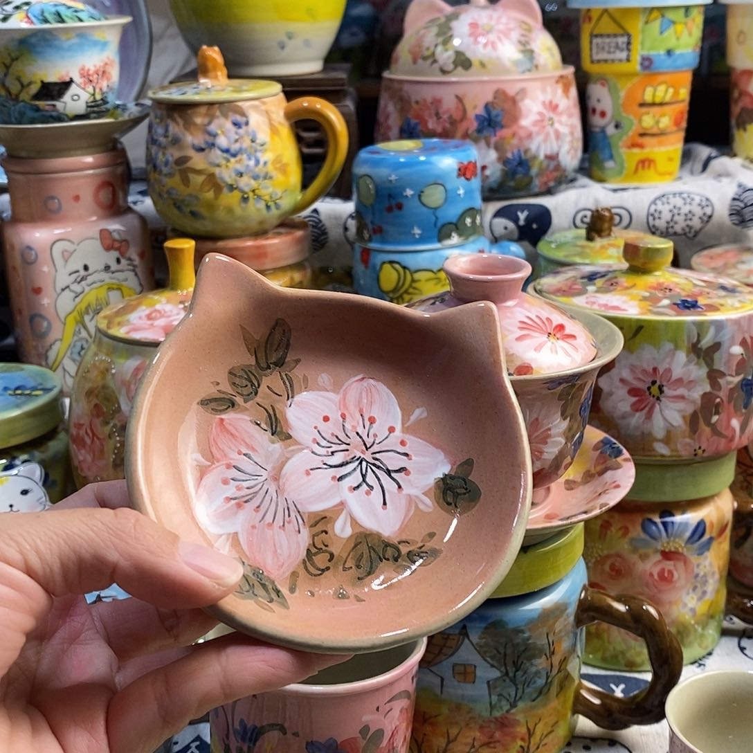 瓷片小年喜乐多手绘陶瓷