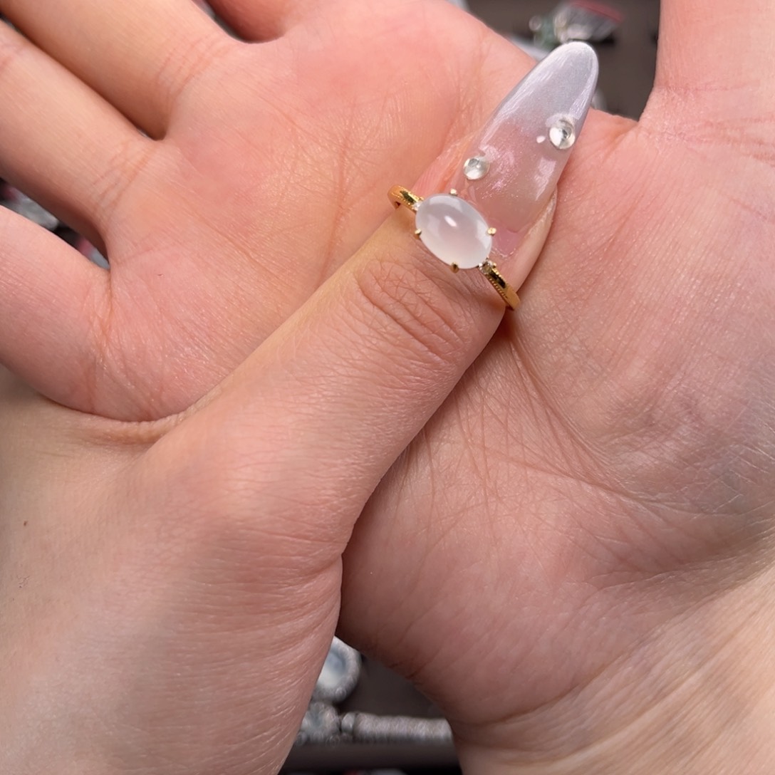 翡翠戒指银S925镶嵌66699