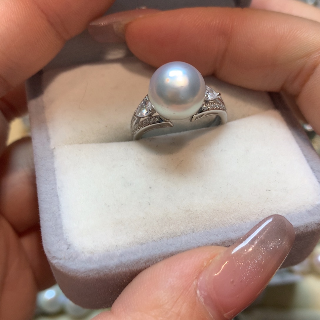 海水珍珠戒指银S925镶嵌