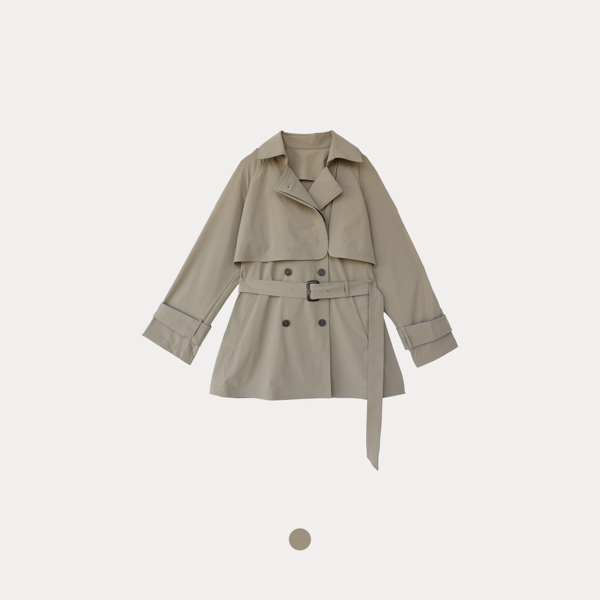 高智美·轻量感筋骨廓形风衣阔版翻领修身中长款风衣N5FY0701