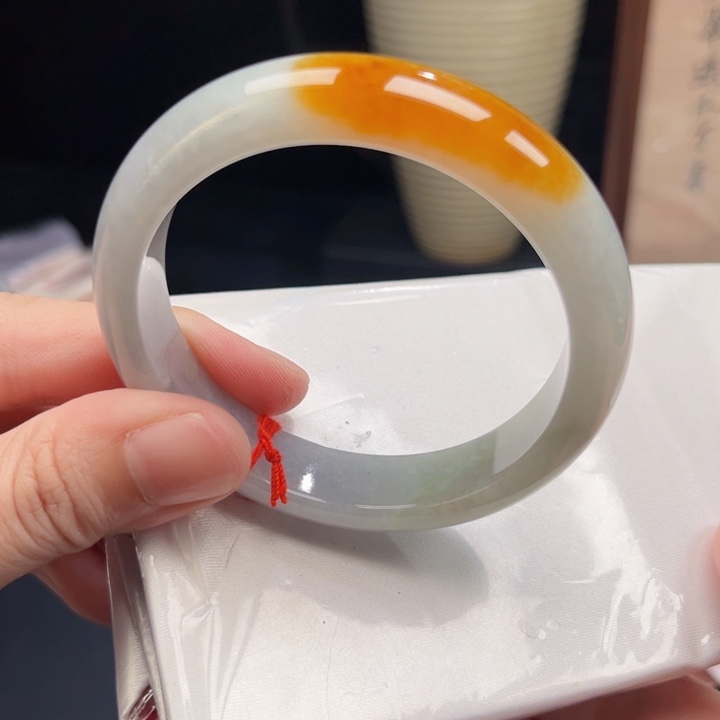 翡翠手镯未镶嵌7号53-55红翡