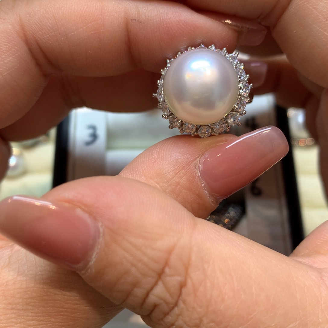 海水珍珠戒指银S925镶嵌