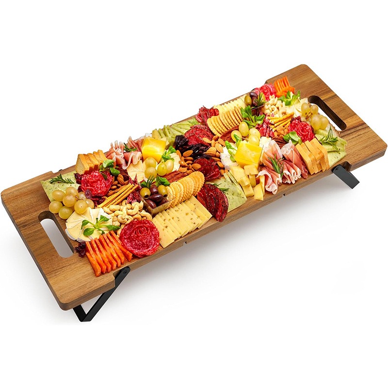 落地式竹制置物架桌面蔬菜水果零食摆盘居家户外置物板家用多功能