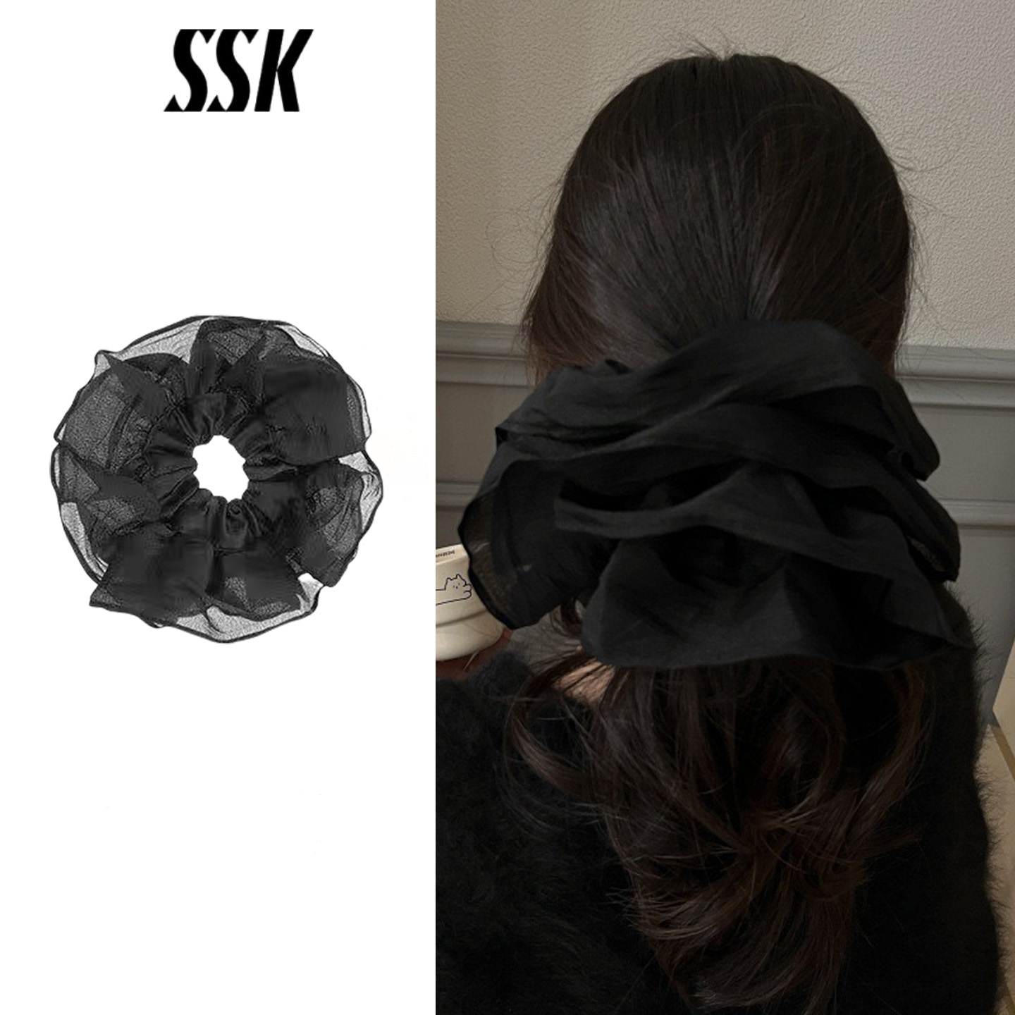 SSK小众设计双层高马尾发绳
