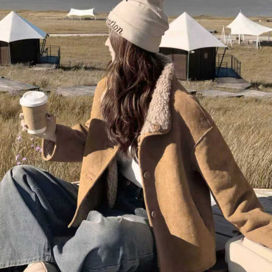 【冬日美拉德】高个子秋冬双面穿复古气质皮毛一体加绒加厚夹克外套