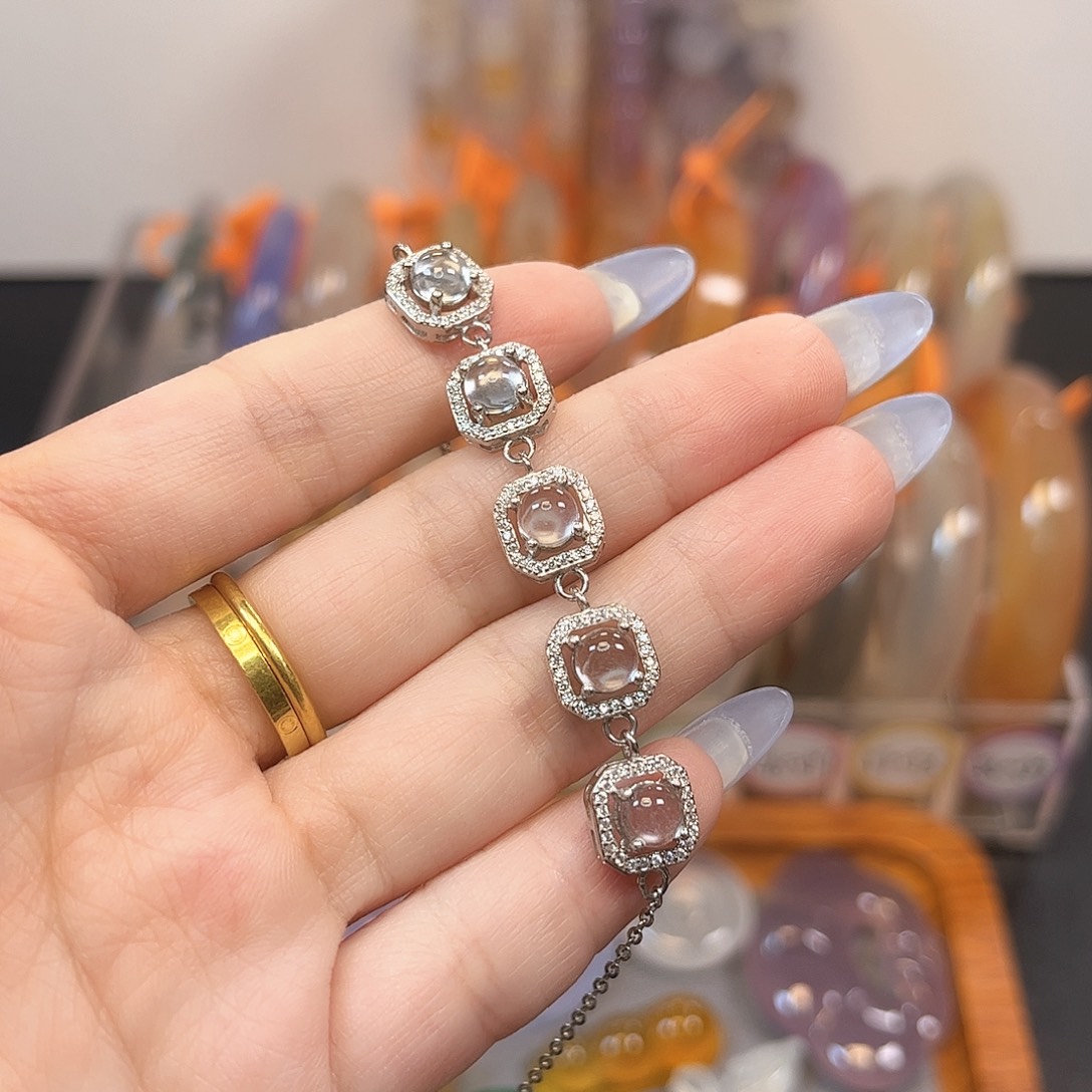 石英质玉银S925镶嵌颈饰