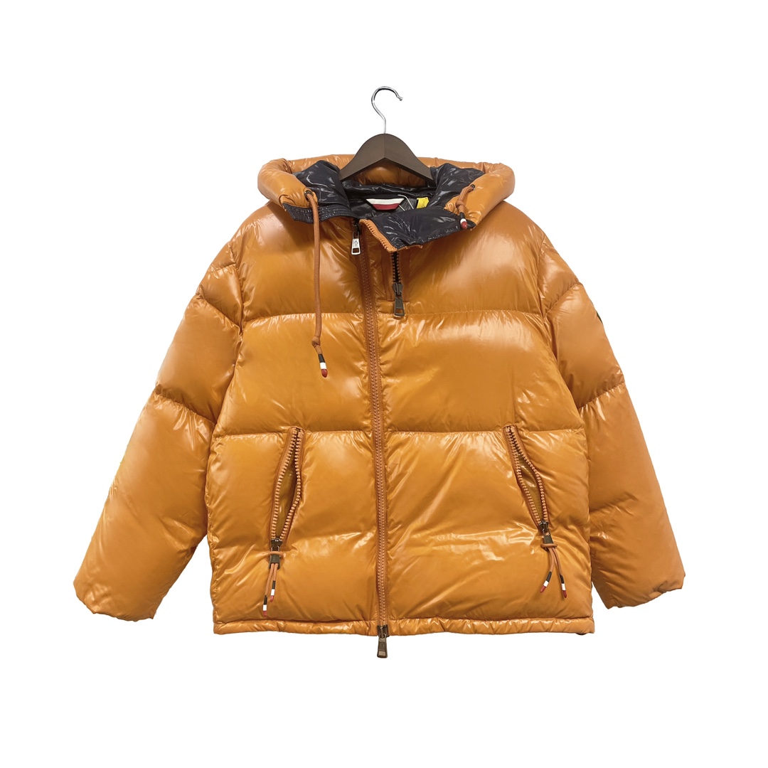 99新 MONCLER 青奢荟/1码/气质百搭橙色绿标短款羽绒外套///67866