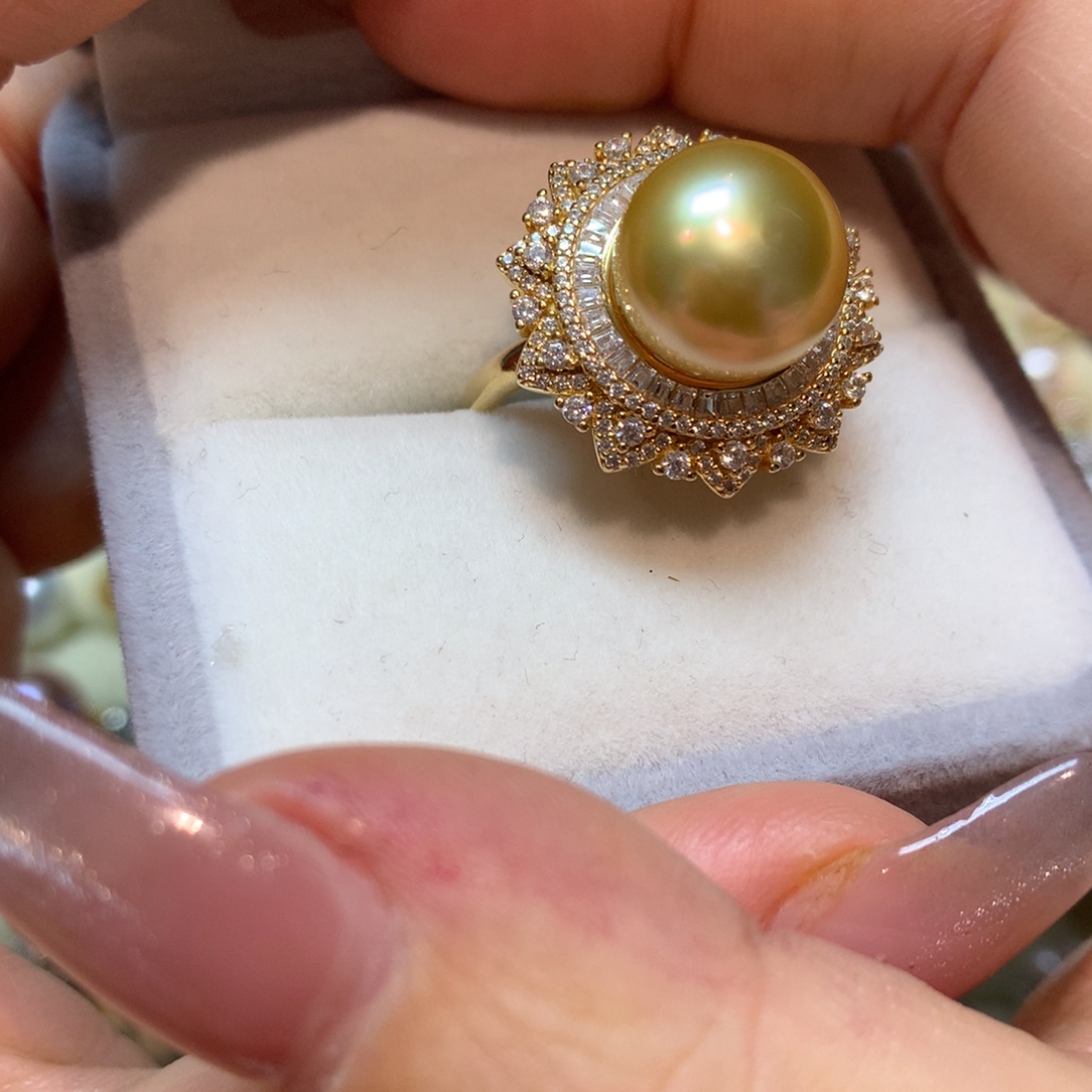 海水珍珠戒指银S925镶嵌