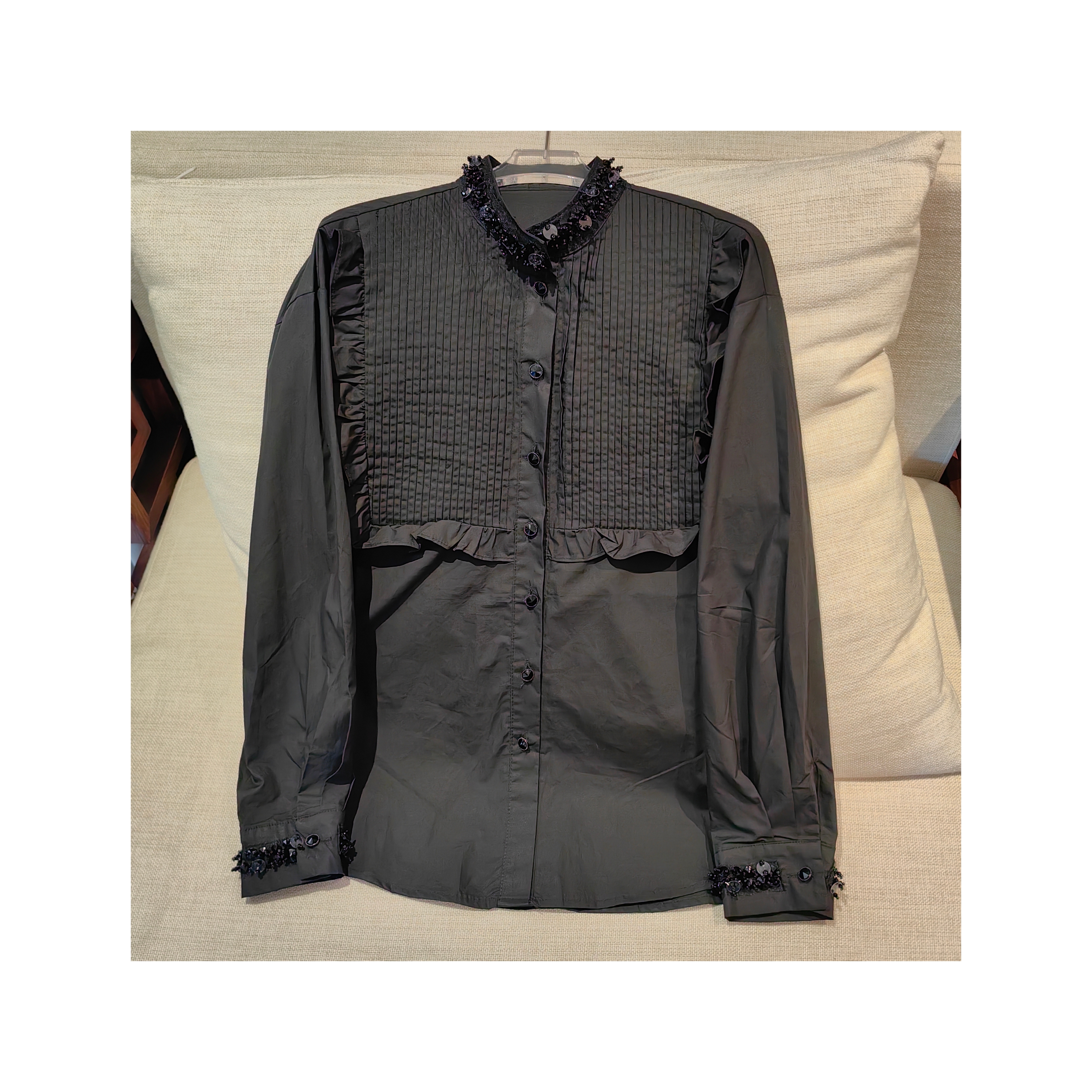 【巴黎之夜】手工压褶显瘦高级衬衫25461523