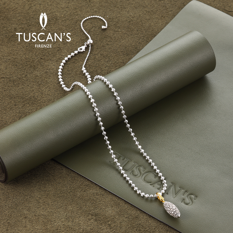 TUSCAN'S 铜合金项链 轻奢百搭镶嵌满钻水滴女毛衣链项链时代双鱼