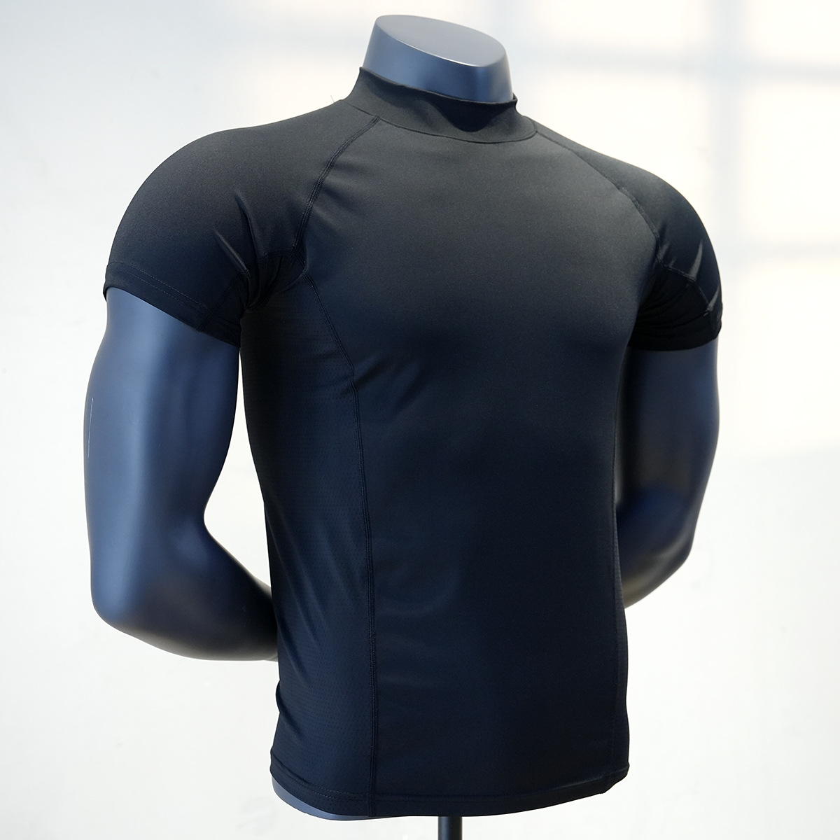 WHALEGO 高领健身紧身衣透气吸湿排汗速干夏季男士运动户外上衣