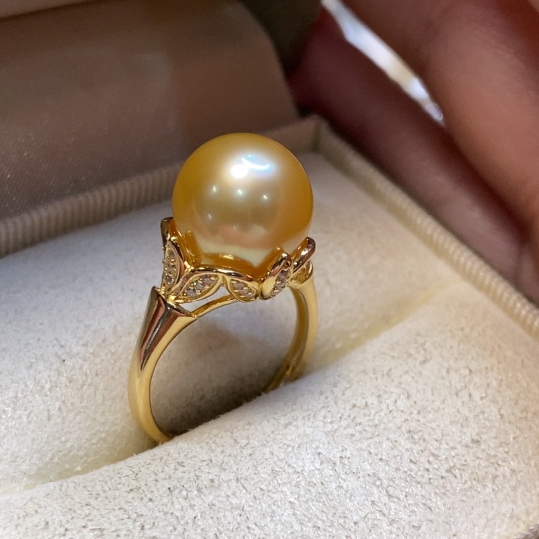 海水珍珠戒圈银S925镀金镶嵌