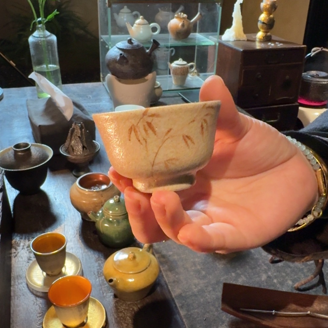 云龙作品竹叶杯开片可养