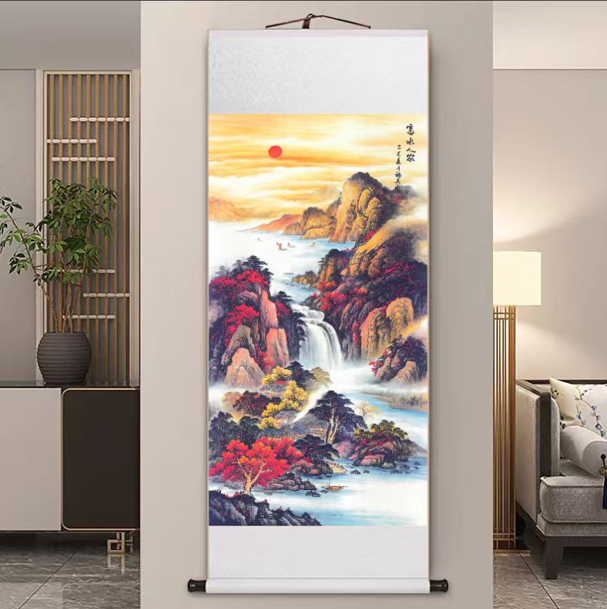 【现代高清微喷装饰画】富水人家（宽45，高140）