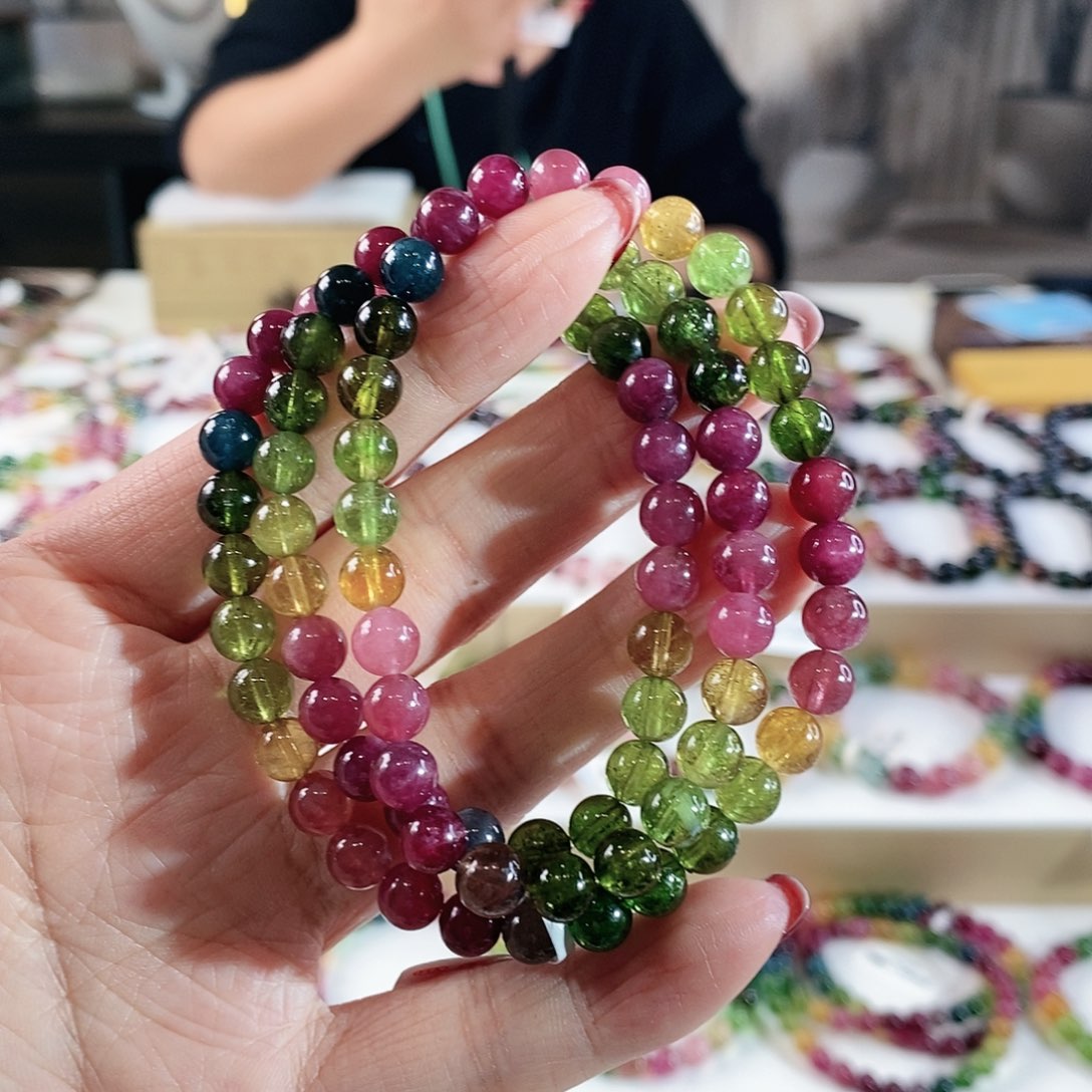 碧玺手链未镶嵌G2485三圈颜色微差