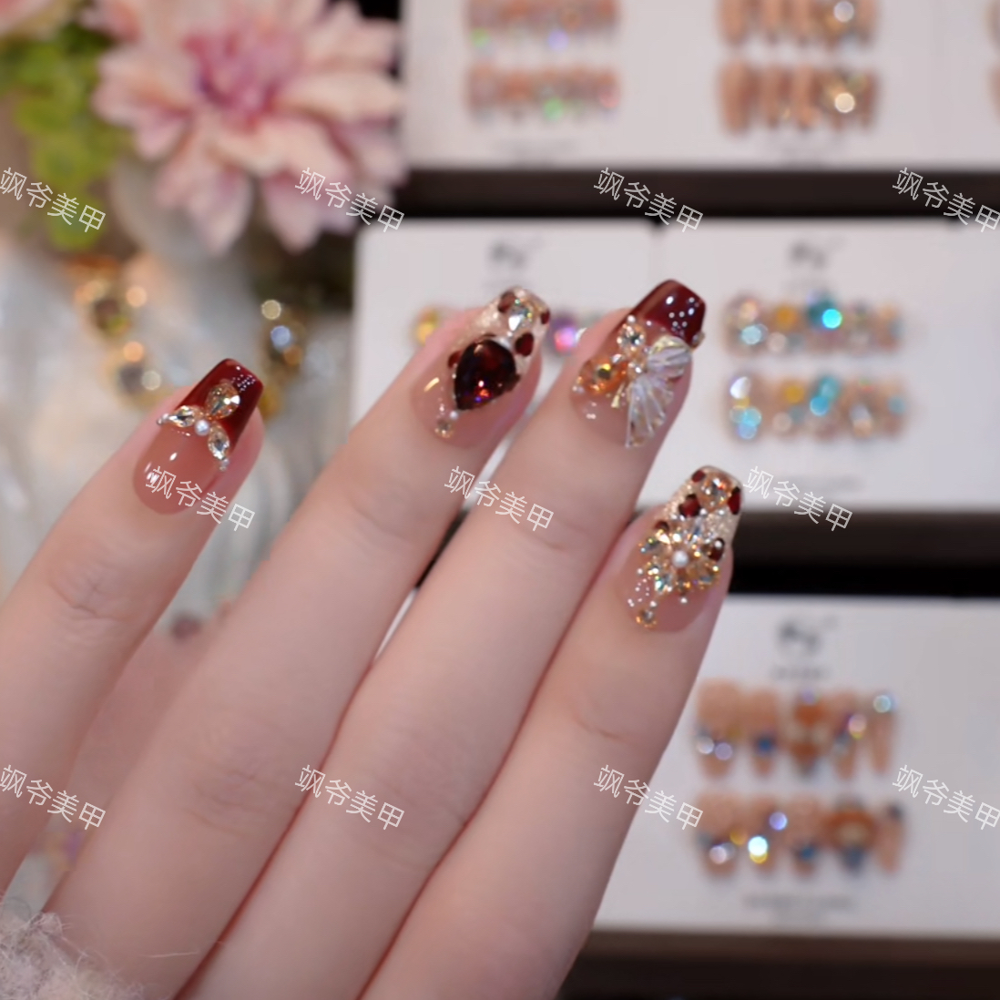 法式狂想曲-SAYE飒爷手工美甲-重复佩戴-掉钻包补-送工具包