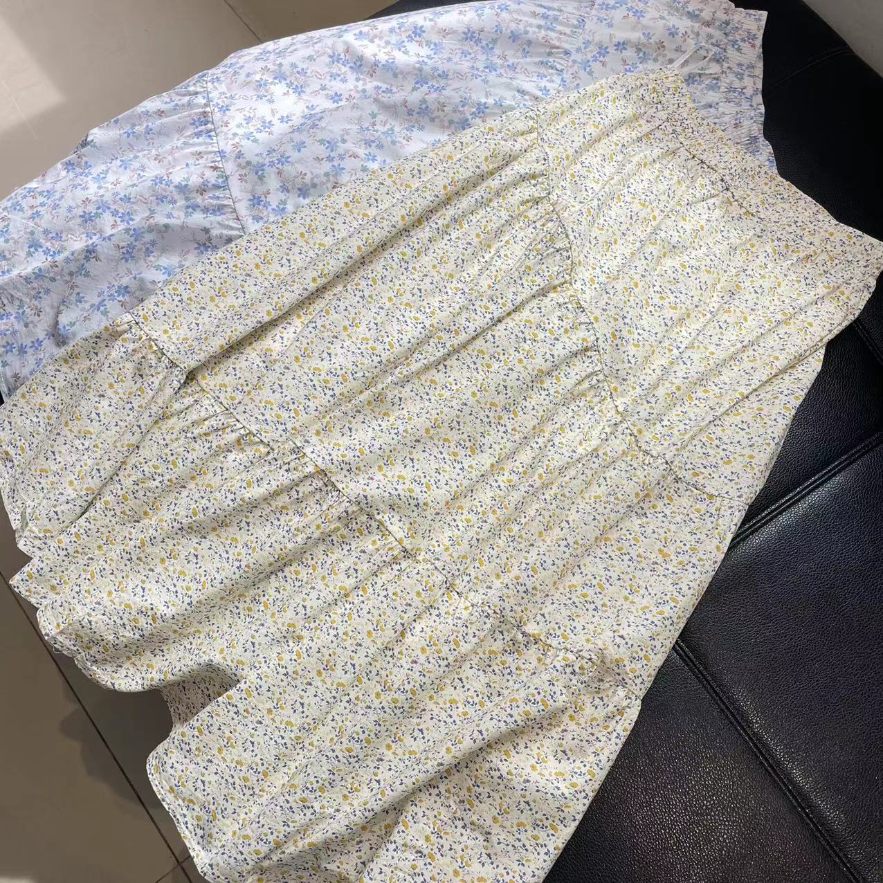 CS421夏装新款高品质松紧腰双层有内衬碎花半身裙