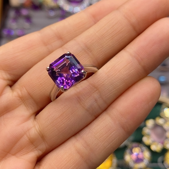 水晶戒指银S925镶嵌A***e天然水晶戒指