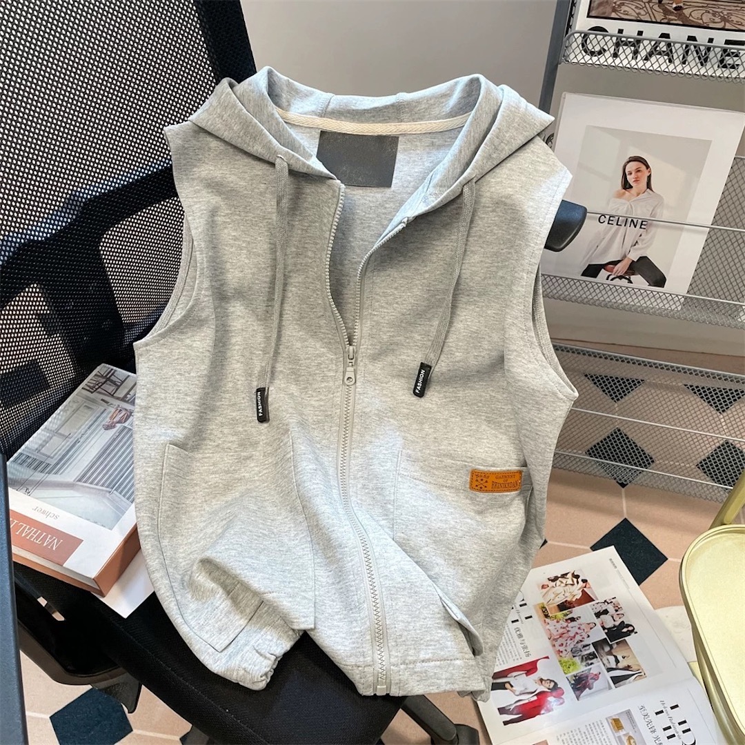 童例「连帽皮标坎肩卫衣」春季男童女童卫衣儿童休闲潮流