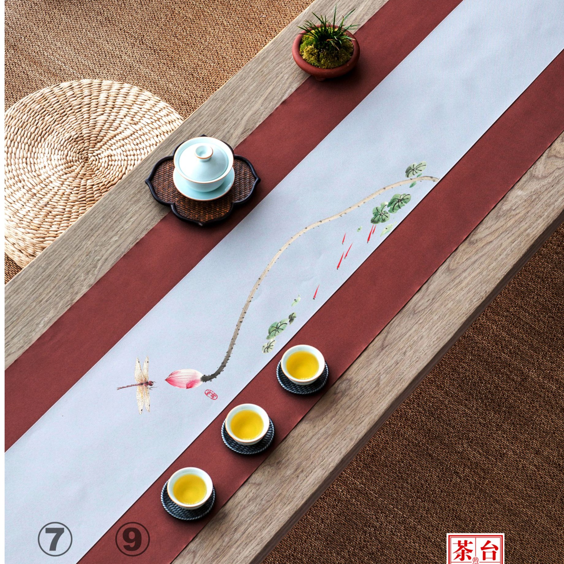 【78】 TW听荷03（面20+底40）*1.8米  3米茶席三件套 