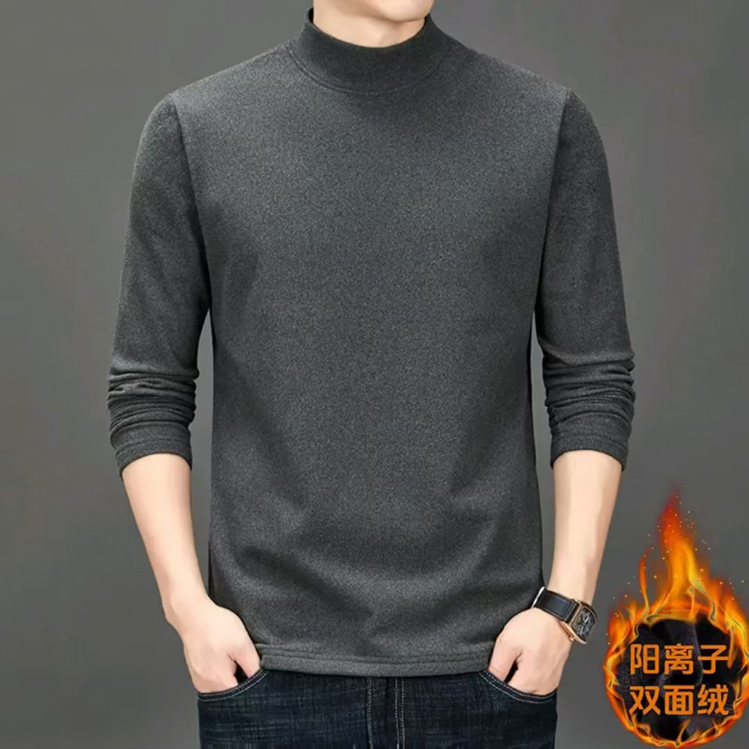 德绒半高领长袖卫衣T恤百搭男秋冬季潮流休闲卫衣内搭外套打底H