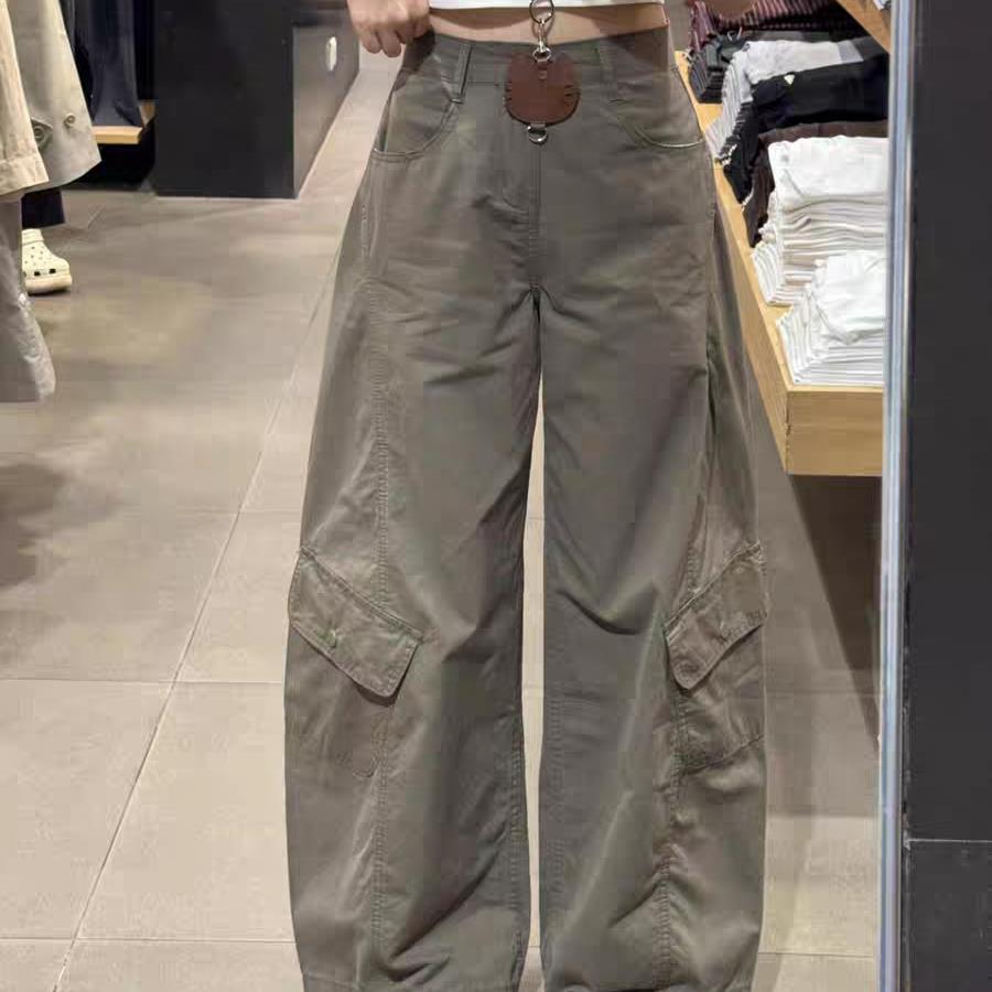 5912复古抗皱弯刀裤宽松休闲工装裤阔腿休闲裤（长100）