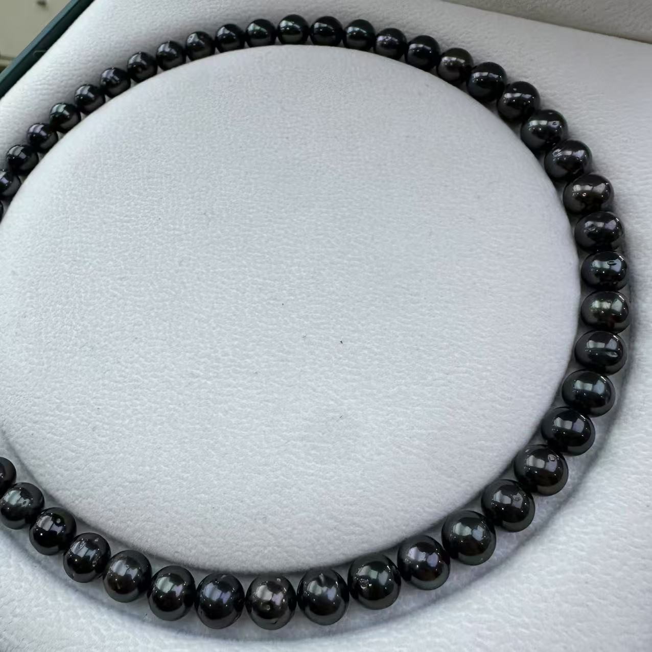 S925银 8-10mm海水油亮大溪地珍珠项链 XL2711