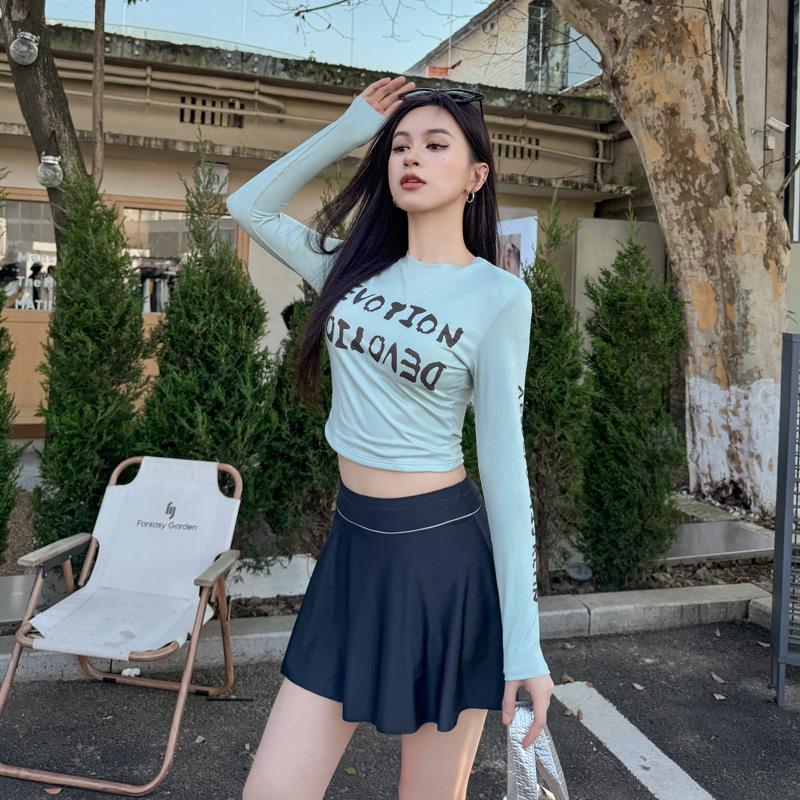 泳衣女分体裙式长袖保守运动风时尚2025新款游泳衣泡温泉女士泳装