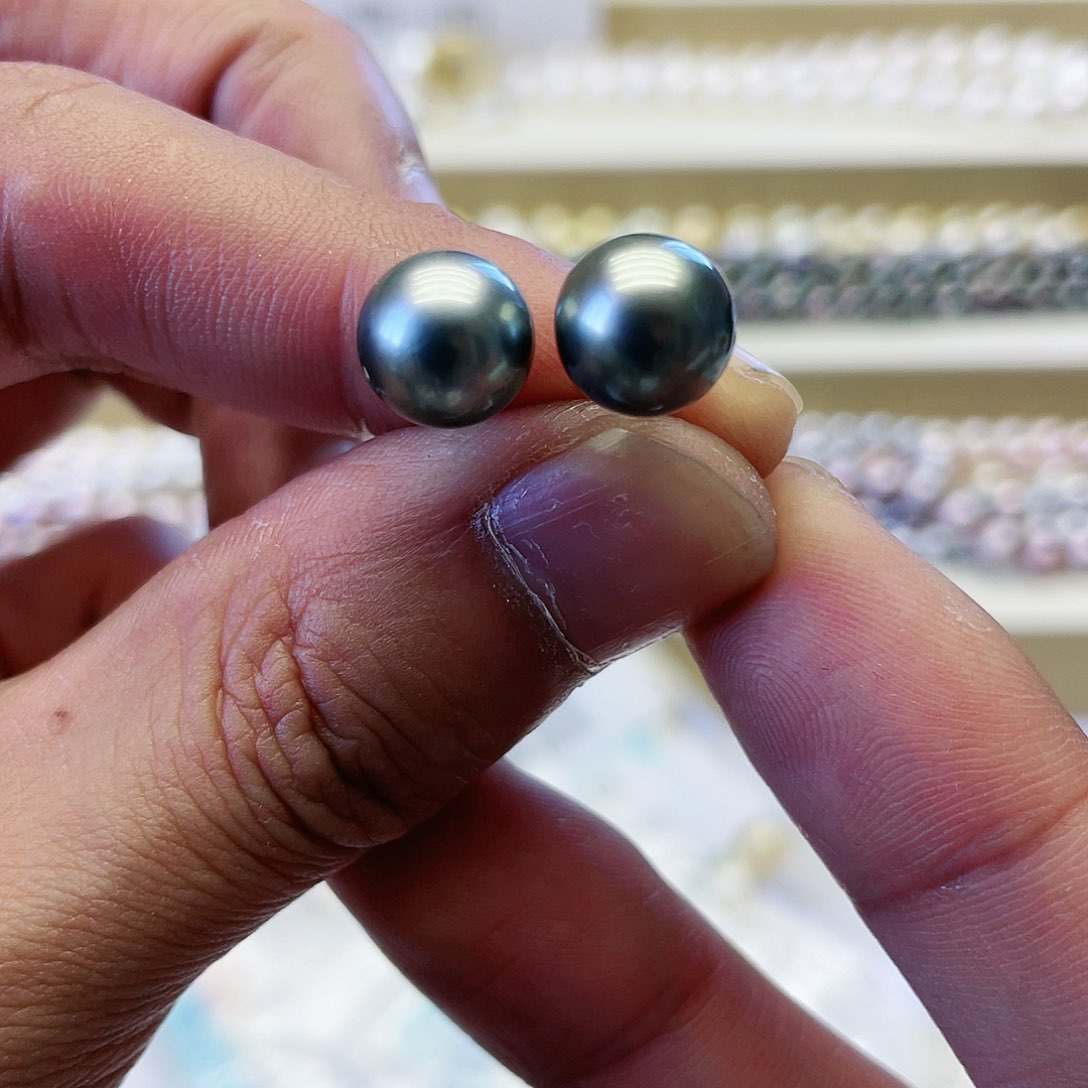 海水珍珠耳饰银S925镶嵌