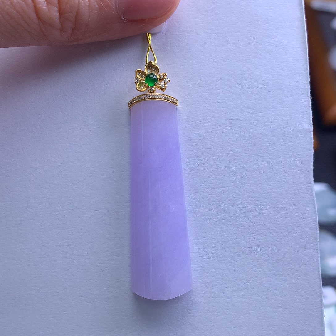 翡翠吊坠(不含链)18K金镶嵌翡翠