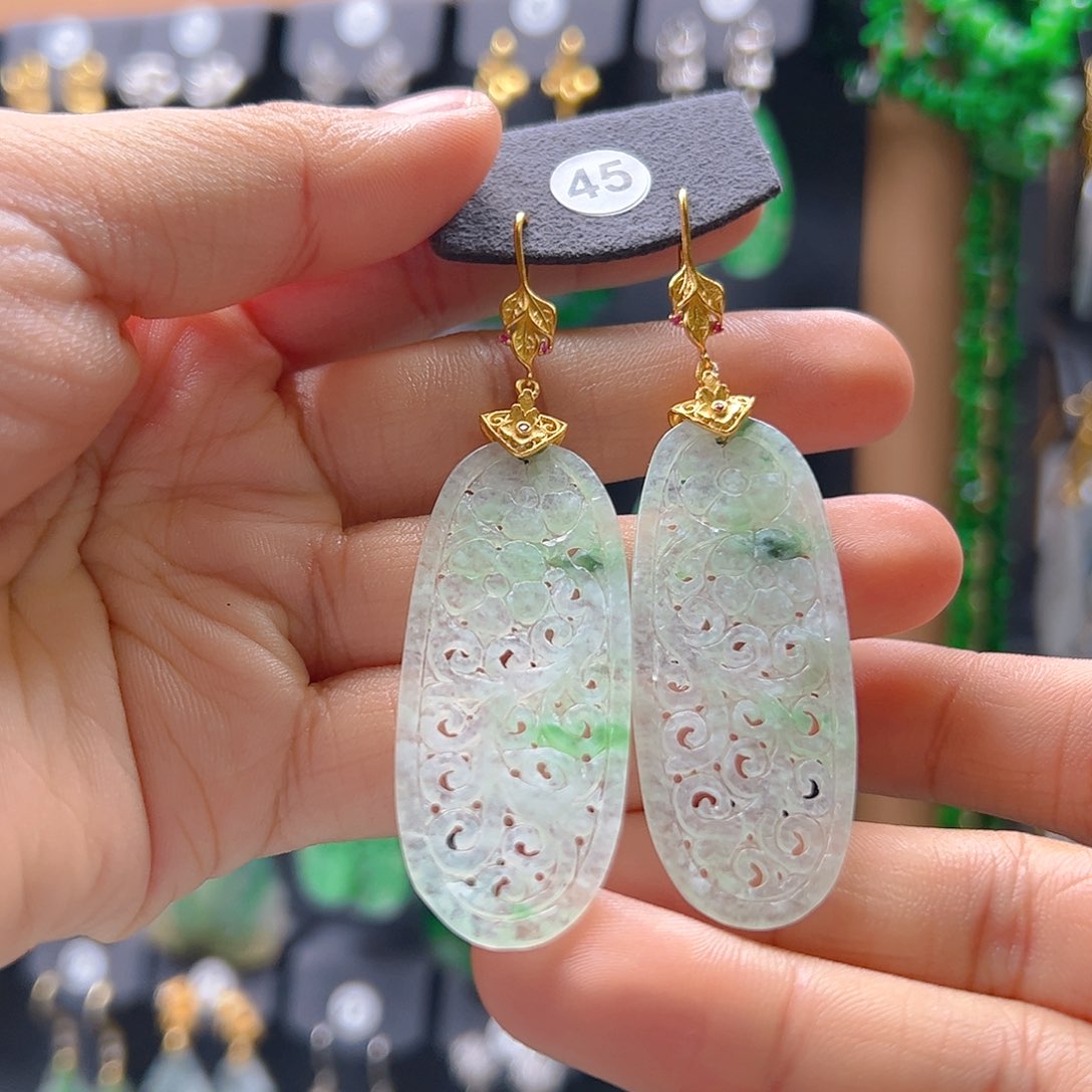 银S925镶嵌翡翠耳饰