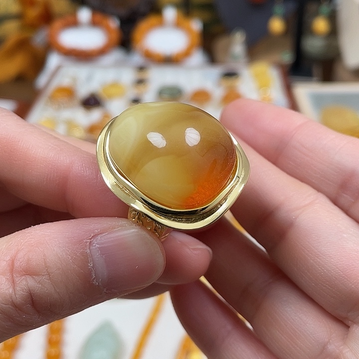 琥珀珠宝奇石银S925镶嵌