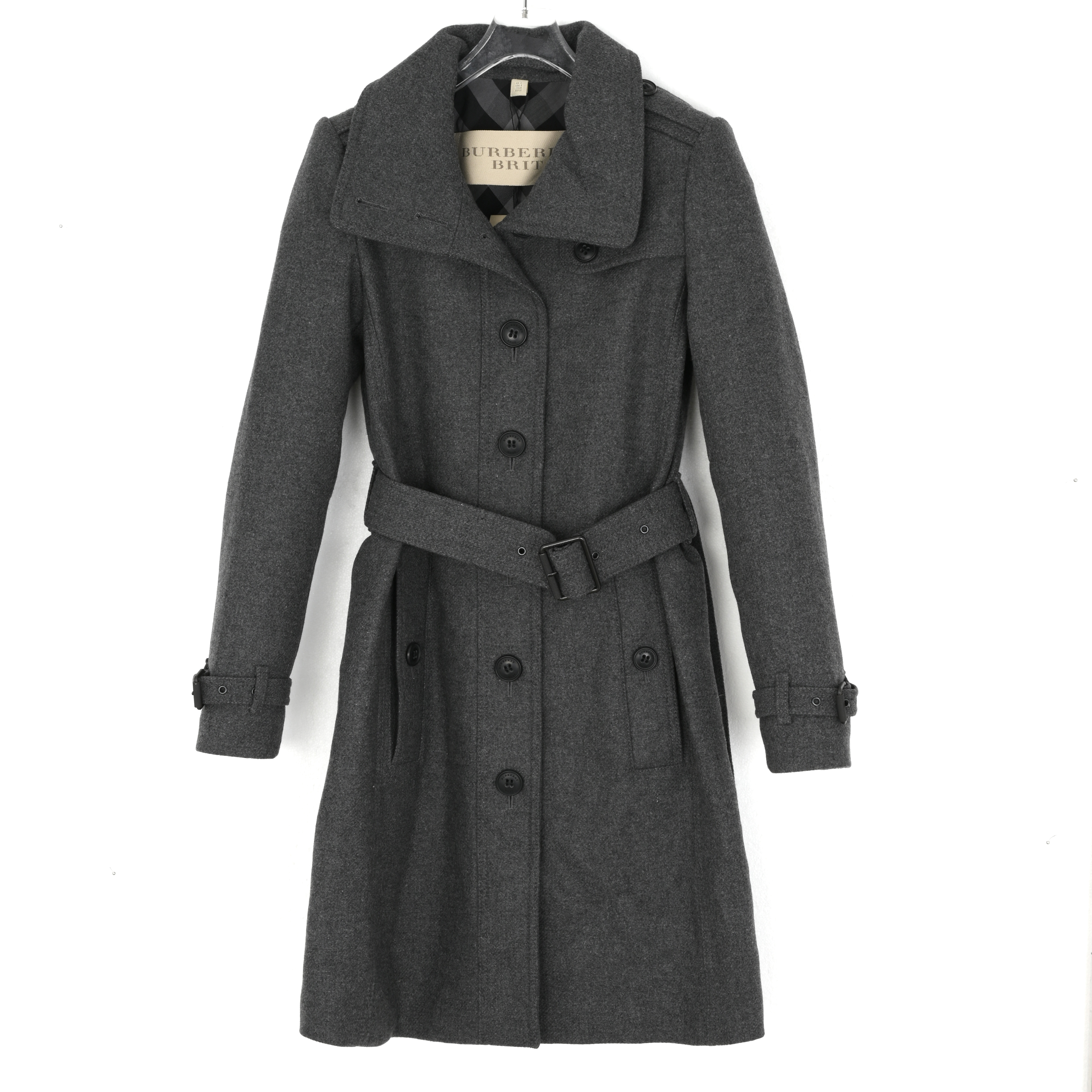 BURBERRY/博柏利中长款女士灰色羊毛大衣 3976128