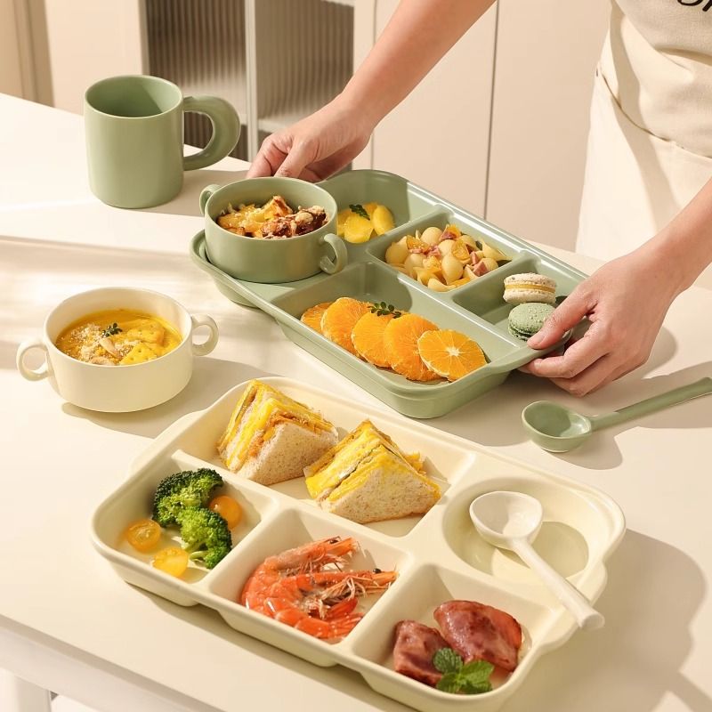 分格餐盘盘子高级感成人减肥专用家用一人食餐具陶瓷早餐盘快餐盘