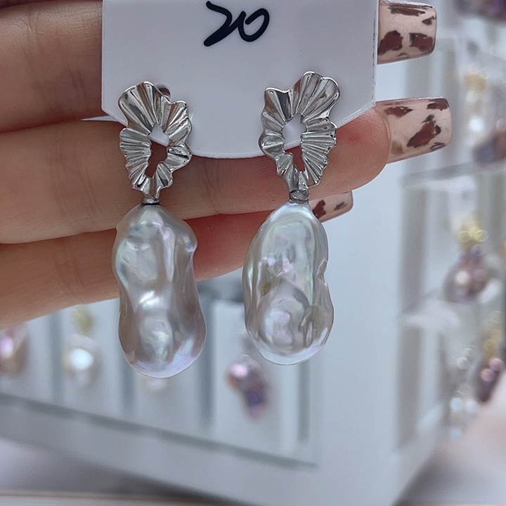 淡水珍珠耳饰银S925镶嵌