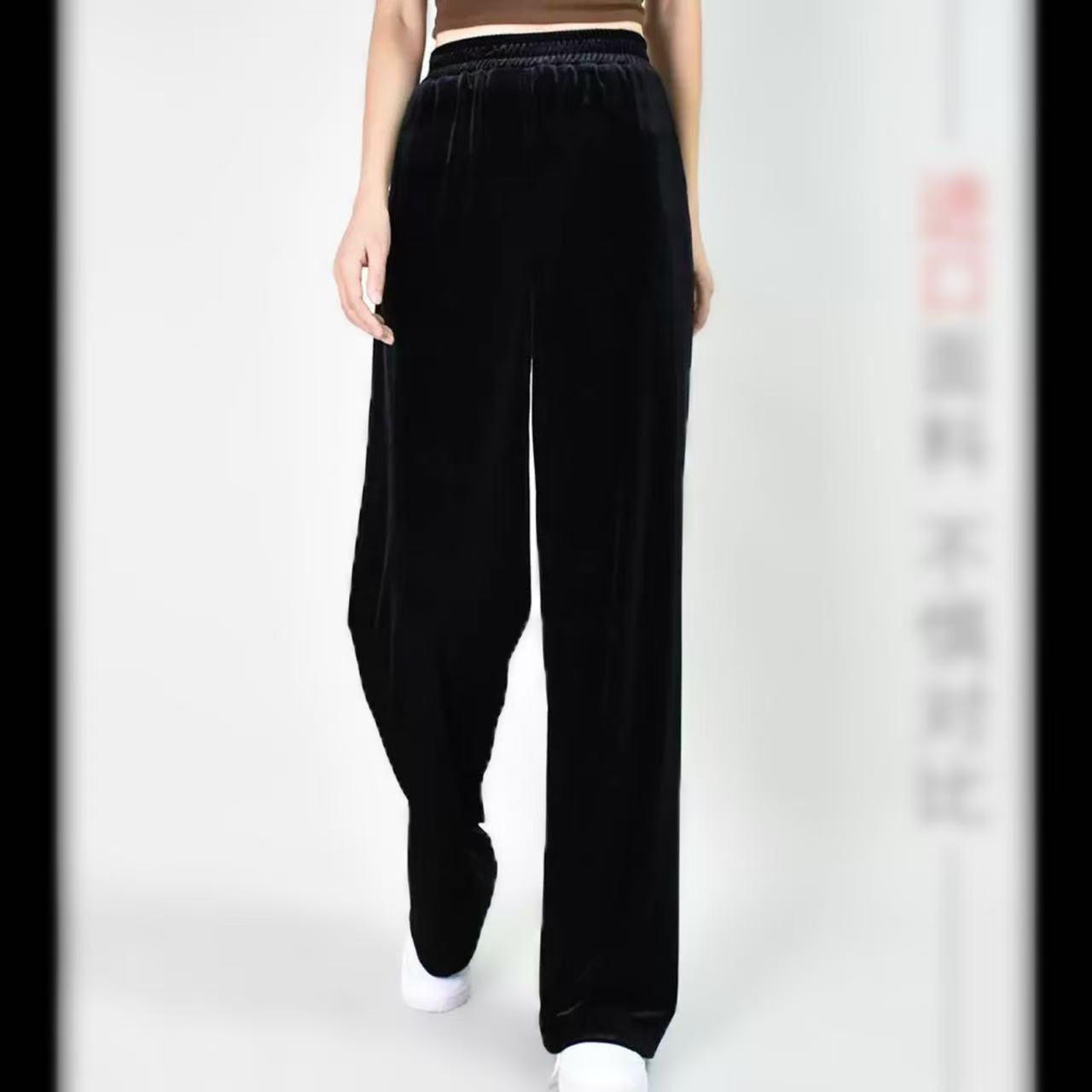 春款遮肉垂顺加长植绒窄版阔腿裤高级感宽松高个子显瘦2025新款