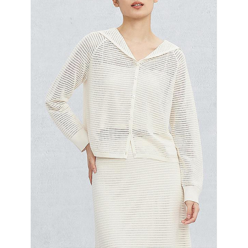 原单非市面货！“鄂家1980”精纺桑蚕丝棉连帽挑孔针织开衫 C760